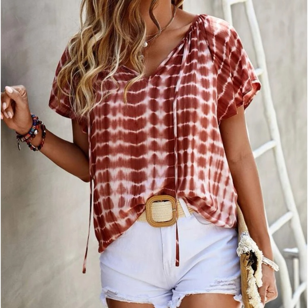 Tie Dye Raglan Sleeve Blouse